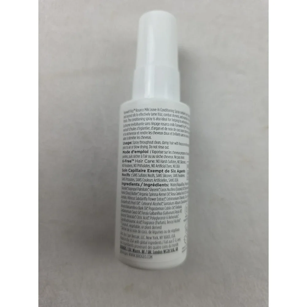 Set 3 Briogeo Farewell Frizz Rosarco Milk Leave-In Spray Travel Size 1.75 fl oz